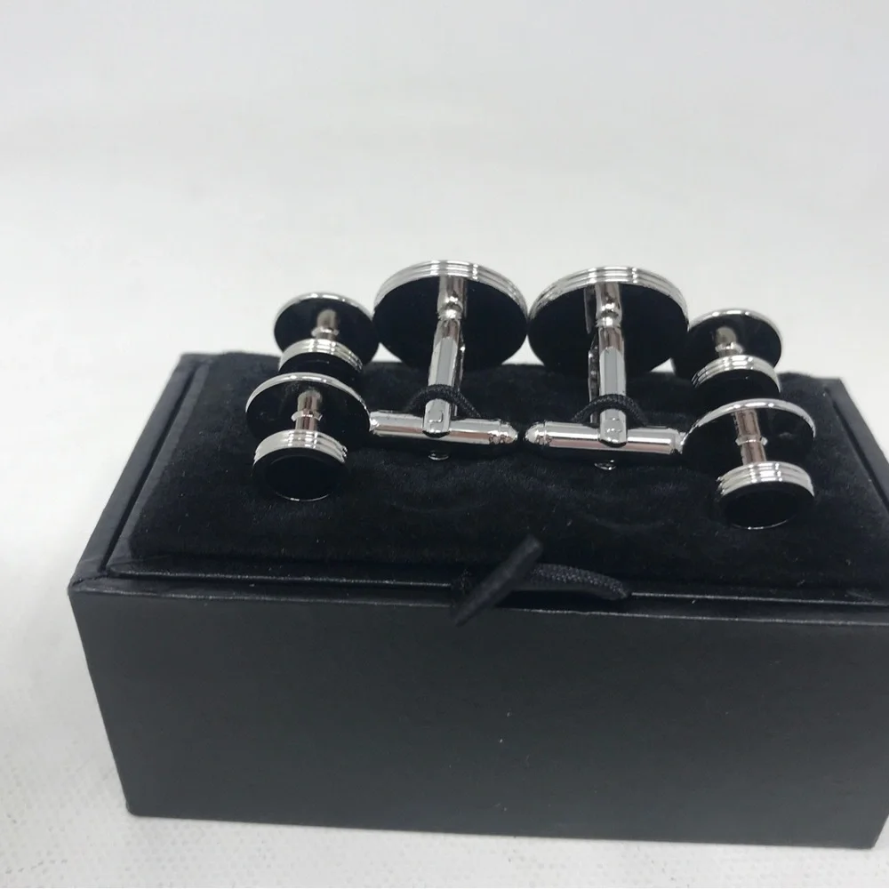 Ike Behar 6 Piece Stud/Cufflink Set, New in Box - Black/Silver